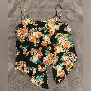 Flower printed cami with open back